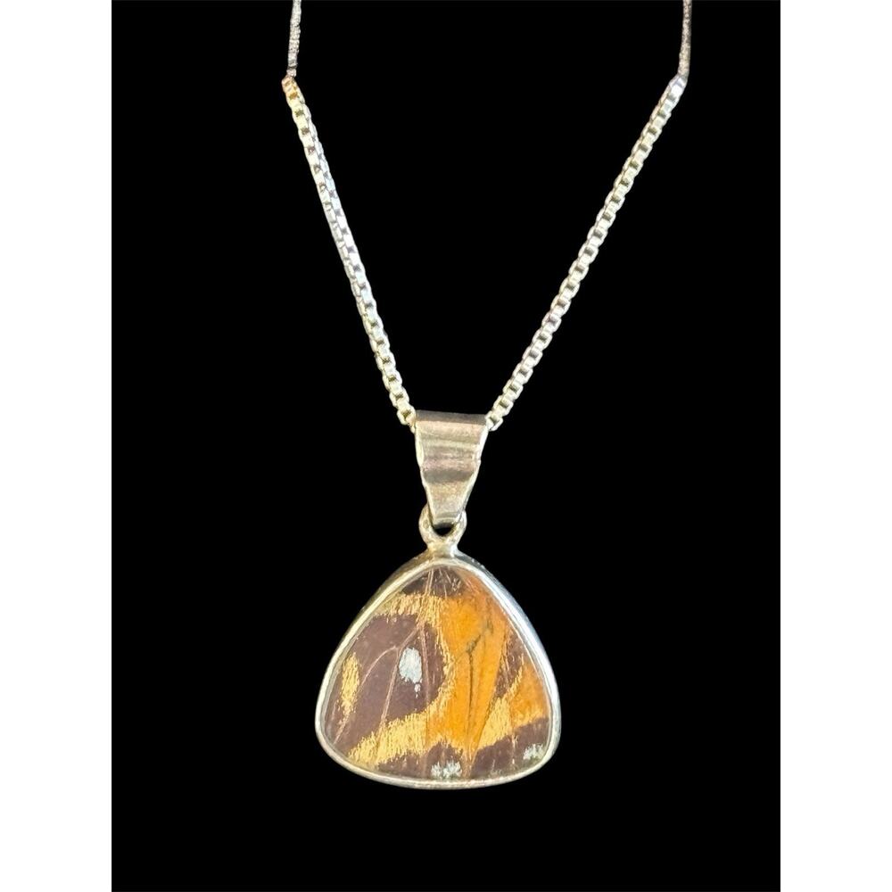 Peruvian Sterling Silver Butterfly Wing Pendant And 18” 925 Chain Dark Academia